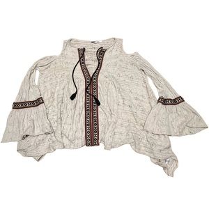 Free People Top Boho Cold Shoulder Flowy Sleeves Size Small